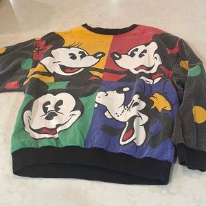 Vintage Colorblock Sweatshirt Crewneck Goofy Minnie Mickey Mouse Polka Dot
